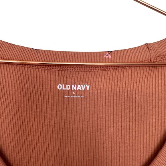 Old Navy Terracotta Ribbed Floral Shirt - Size Large - Picture 2 of 6